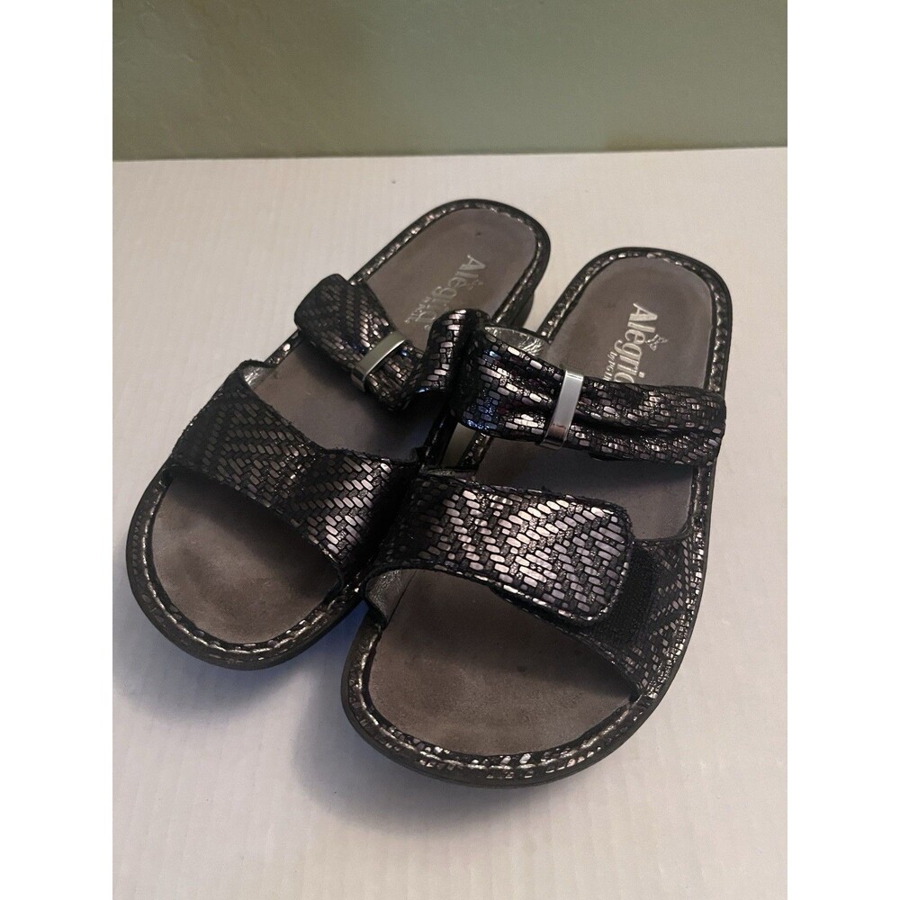 Alegria Womens Shoes Karmen Black Dazzler Comfort Heel Slide Sandals EU 37  US 7